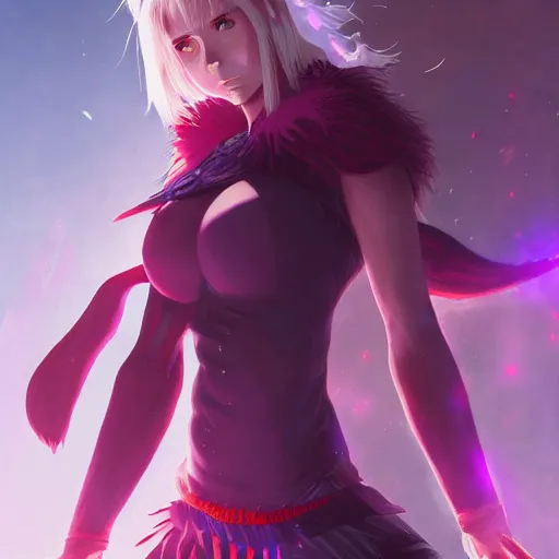 Image similar to anime portrait of Scarler Johansson as a shaman yedi using dark force to eliminate trump as an anime antagonist by Stanley Artgerm Lau, WLOP, Rossdraws, James Jean, Andrei Riabovitchev, Marc Simonetti, and Sakimichan, trending on artstation