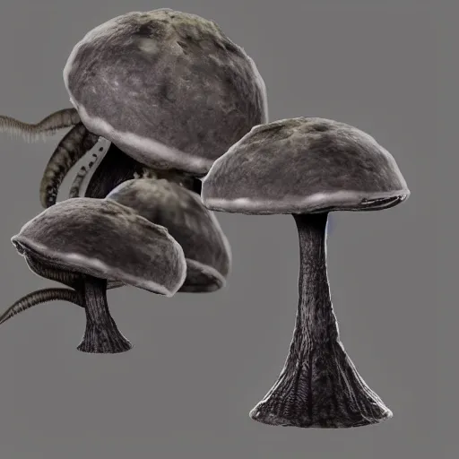 Prompt: horror alien mushroom with tendrils, oozing black goo, unreal engine