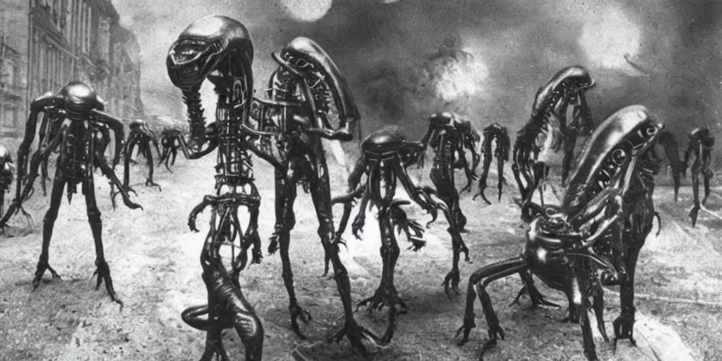 Prompt: “alien invasion, 1900’s photo”