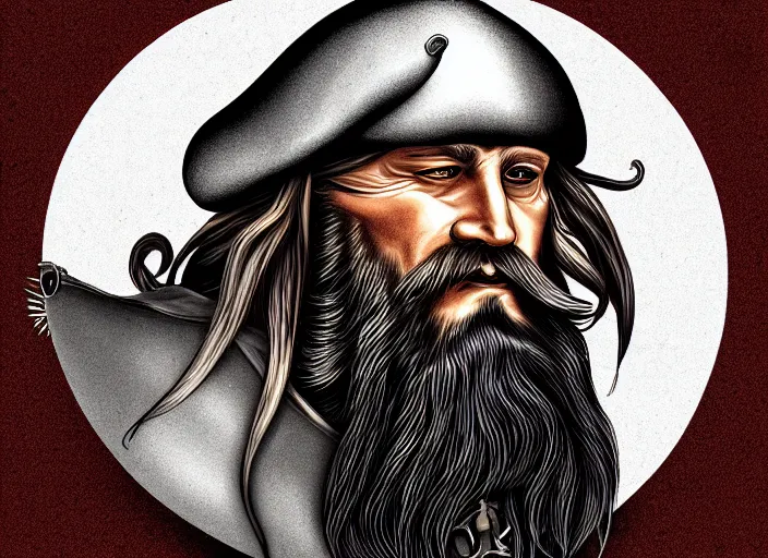 Image similar to a bearded pirate, digital art