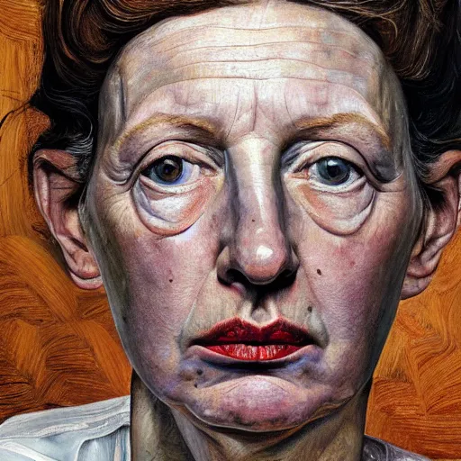 Image similar to high quality high detail painting by lucian freud, hd, beautiful queen portrait, photorealistic lighting