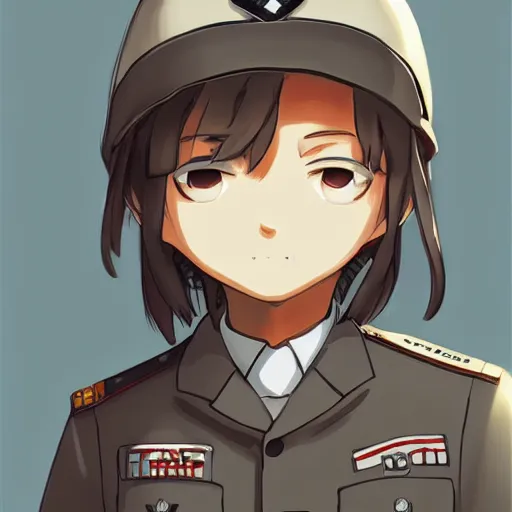 Image similar to beautiful little boy in nazi uniform. made in abyss art style, inspired by kris from deltarrune, cute detailed artwork, anatomically correct, soft details, ilya kuvshinov, reflection, perfect composition, portrait, illumination, digital art, detailed anime soft face, symmetrical face