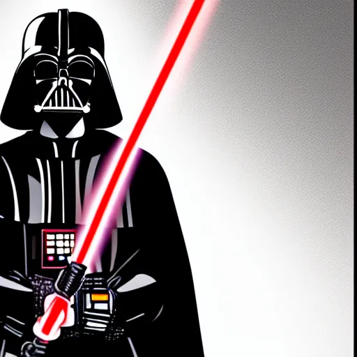 Prompt: Darth Vader holding his lightsaber, Anime art style