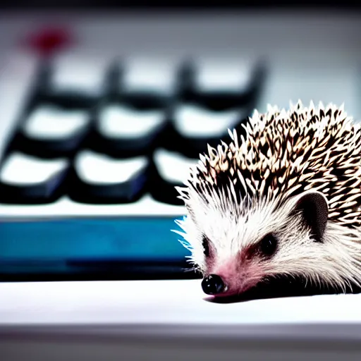 Image similar to a hedgehog using a calculator