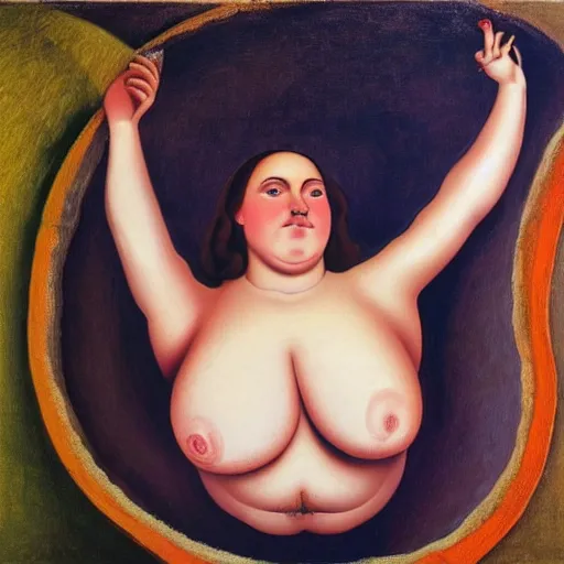 Prompt: the vagina from the origin of the world painting of gustavo courbet painted in the style of fernando botero