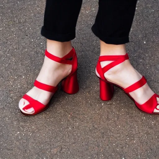 Image similar to a foot model wearing red sandals