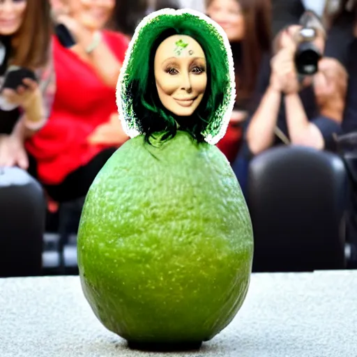Prompt: cher as an avocado chair