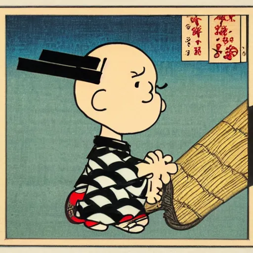 Image similar to charlie brown, ukiyo - e