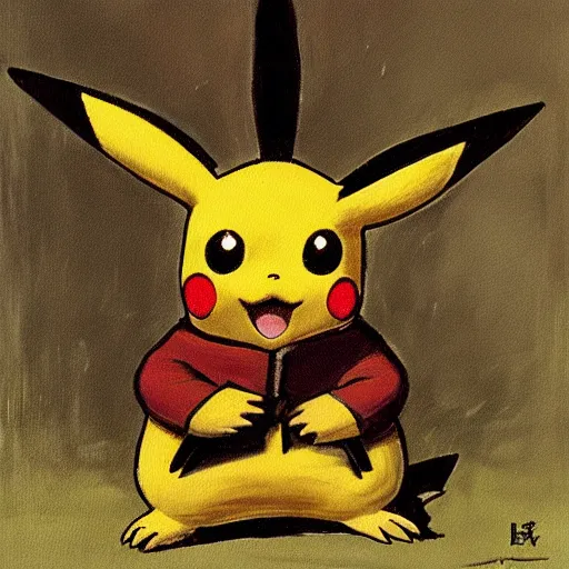 Image similar to a painting of Pikachu by Ivan Shishkin