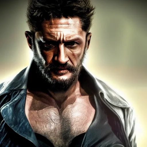 Image similar to Tom Hardy as wolverine 4K quality Photorealism