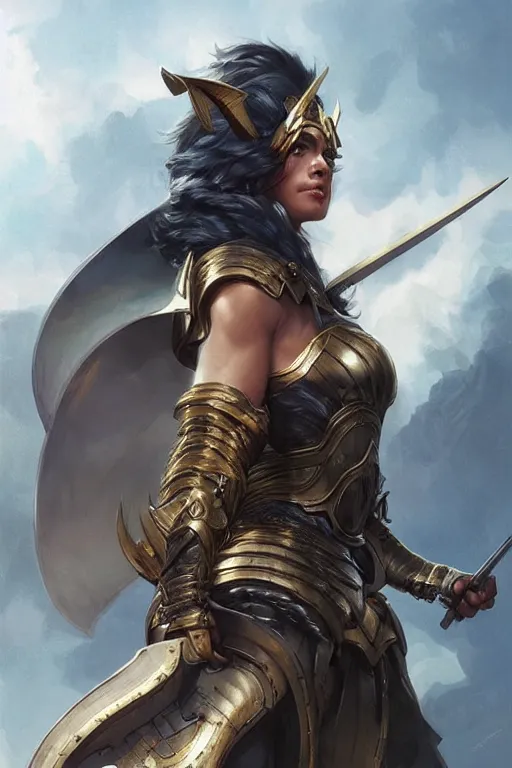 Image similar to amazon valkyrie athena, d & d, fantasy, portrait, highly detailed, headshot, digital painting, trending on artstation, concept art, sharp focus, illustration, art by artgerm and greg rutkowski and magali villeneuve