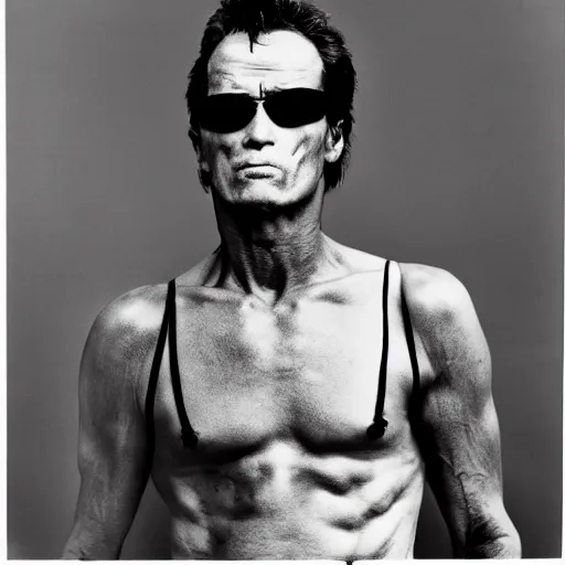 Image similar to the terminator, richard avedon large format film portrait black and white