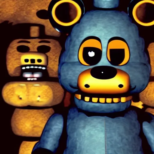 Image similar to the five nights at freddy's movie, jumpscare