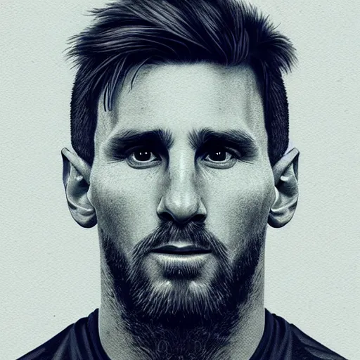Prompt: a well designed portrait of Messi , detailed, realistic, sketch style, Greg Rutkowski, 8K resolution.