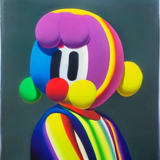 Image similar to sad clown by shusei nagaoka, kaws, david rudnick, airbrush on canvas, pastell colours, cell shaded, 8 k