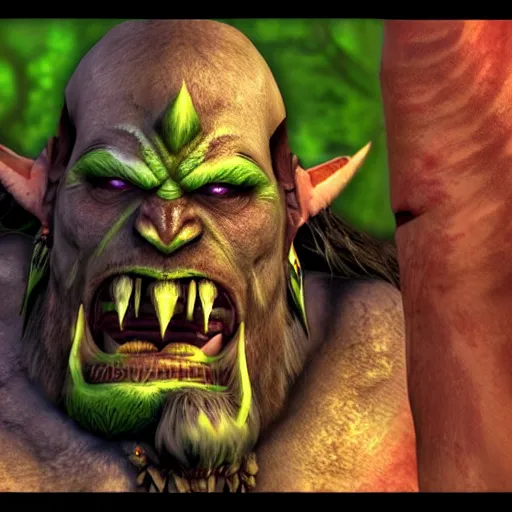 Image similar to epic world of warcraft orc warrior chief, extremely detailed, wow, cinematic