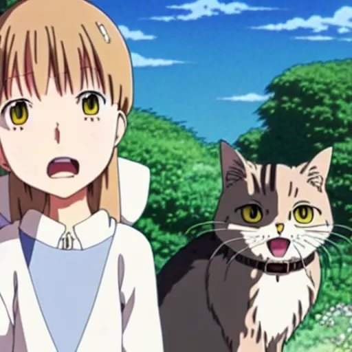 Prompt: anime key visual of hayao miyazaki studio ghibli, short - hair tabby cat