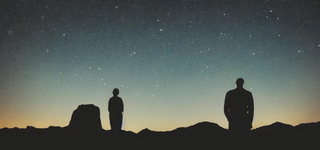 Prompt: silhouette of a man staring into the universe