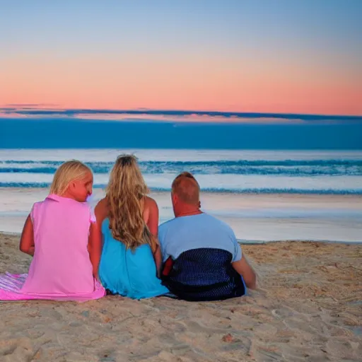 a-9-year-old-blonde-girl-and-her-two-parents-sit-on-a-stable