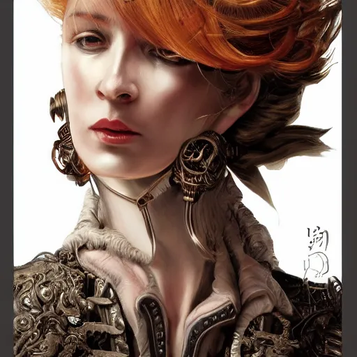 Prompt: portrait, headshot, insanely nice professional hair style, dramatic hair color, digital painting, of a old 17th century, old cyborg merchant, Roman Senator, amber jewels, baroque, ornate clothing, scifi, realistic, hyperdetailed, chiaroscuro, concept art, art by Franz Hals and Jon Foster and Ayami Kojima and Amano and Karol Bak,