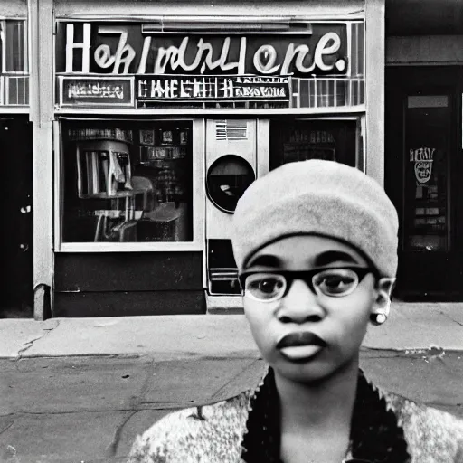 Prompt: analog medium format bokeh portrait in harlem, 1 9 6 0 s, fast food, photographed on expired film, detailed photograph