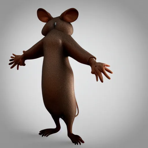 Prompt: huge armless rat, 3d render