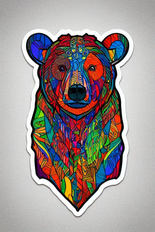 Image similar to portrait of a war bear, art by kiko rodriguez, sticker, colorful, illustration, highly detailed, simple, smooth and clean vector curves, no jagged lines, vector art, smooth