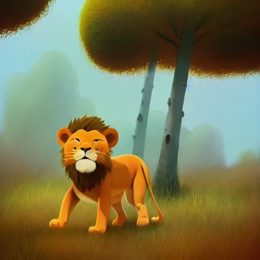 Prompt: goro fujita ilustration a ( ( ( real life lion ) ) ) walking in the forest, painting by goro fujita!!!, sharp focus, highly detailed, artstation