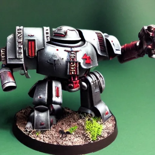 Image similar to Warhammer 40,000 Imperial Knight in a forest, Painted, dynamic lighting