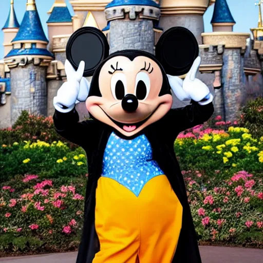 Prompt: transgender mickey mouse costumed character at disneyland, highly detailed, very high resolution, ultra realistic