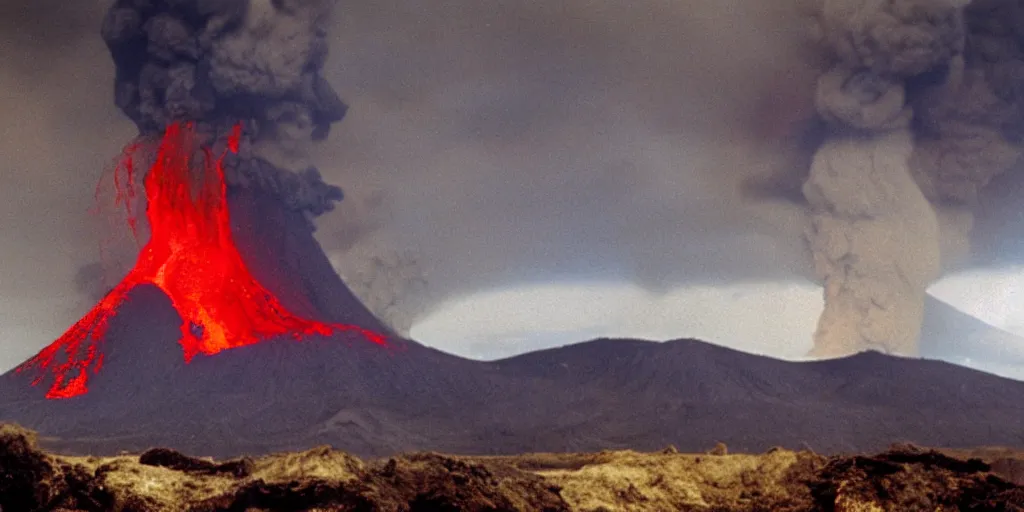 Image similar to Great volcanic eruption, Frida style.