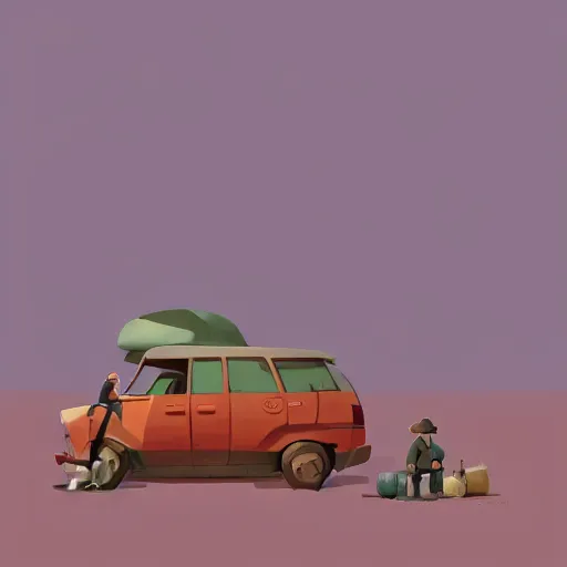 Image similar to goro fujita ilustration ilustration hiker unloading the car before camping, characterized by kuroda seiki, character art, focus, highly detailed, artstation