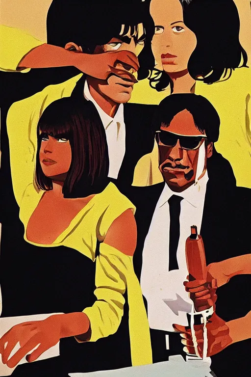 Image similar to pulp fiction painted by wes anderson