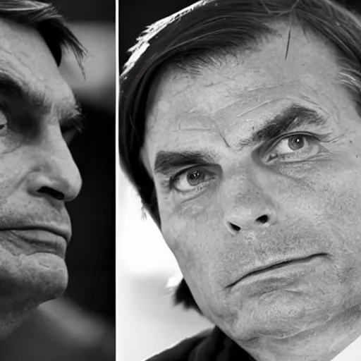 Image similar to Bolsonaro in prison, photo realistic, black and white photograph