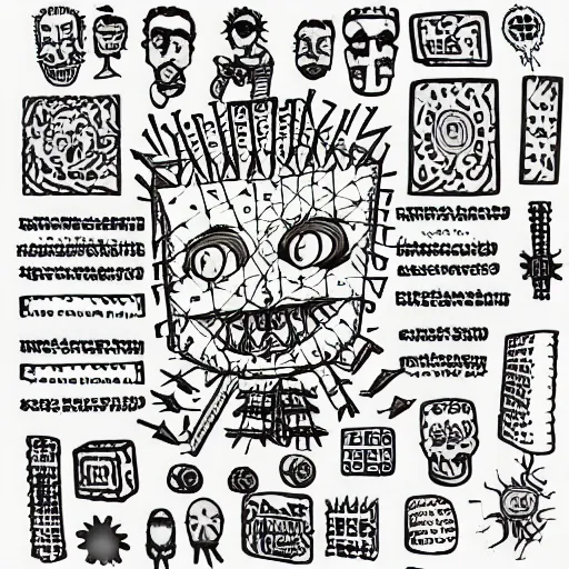 Image similar to childish, lively, freely, scribbles, doodles, mom dad me and my friend, a hellraiser