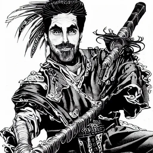 Prompt: pen and ink!!!! attractive 22 year old cyborg Frank Zappa x Ryan Gosling golden Vagabond!!!! magic swordsman glides through a beautiful battlefield magic the gathering dramatic esoteric!!!!!! pen and ink!!!!! illustrated in high detail!!!!!!!! by Hiroya Oku!!!!!!!!! Written by Andrei Tarkovsky graphic novel published on shonen jump MTG!!! 2049 award winning!!!!