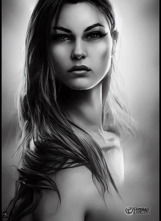 Image similar to up close portrait of a beautiful woman in black and white, art by diego fazio and diegoKoi and oscar Ukono, concept art, sharp focus, artgerm, 8k highly detailed