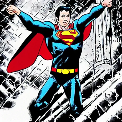 Image similar to “ bruce springsteen as superman, by jack kirby ”