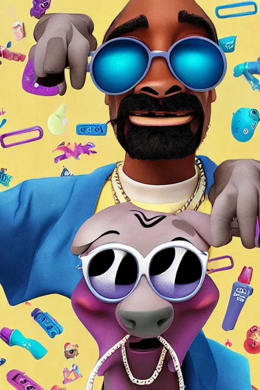 Image similar to snoop dogg as a pixar character