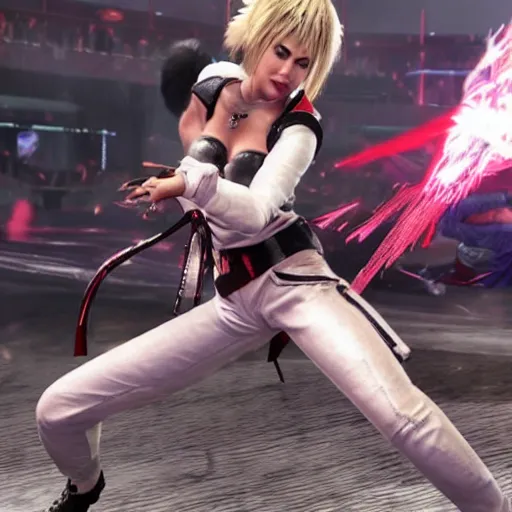 Image similar to miley cyrus in tekken 7, fighting game, gameplay,