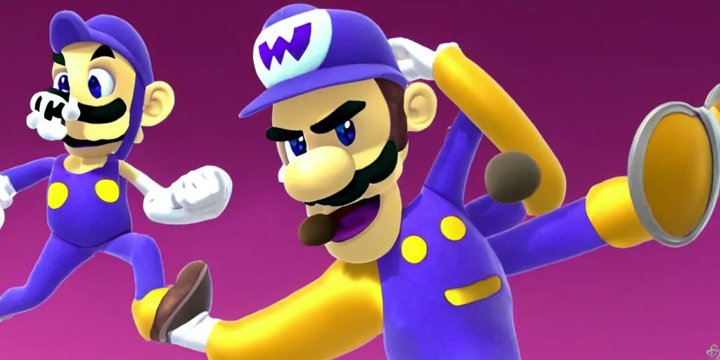 Prompt: Waluigi in Super Smash Bros. Ultimate