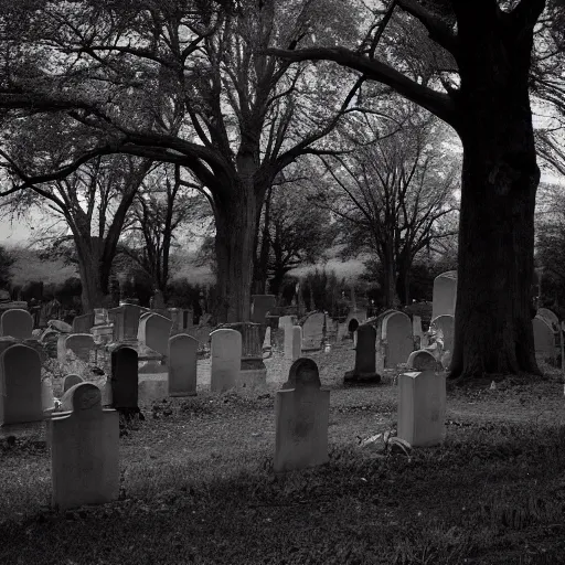 Image similar to haunted cemetery, dark, found footage, black and white, high resolution