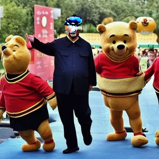 Image similar to Xi Jinping looking like Winnie the Pooh, parody