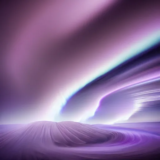 Image similar to amazing landscape photo of a purple tornado in the shape of a funnel by marc adamus, digital art, beautiful dramatic lighting