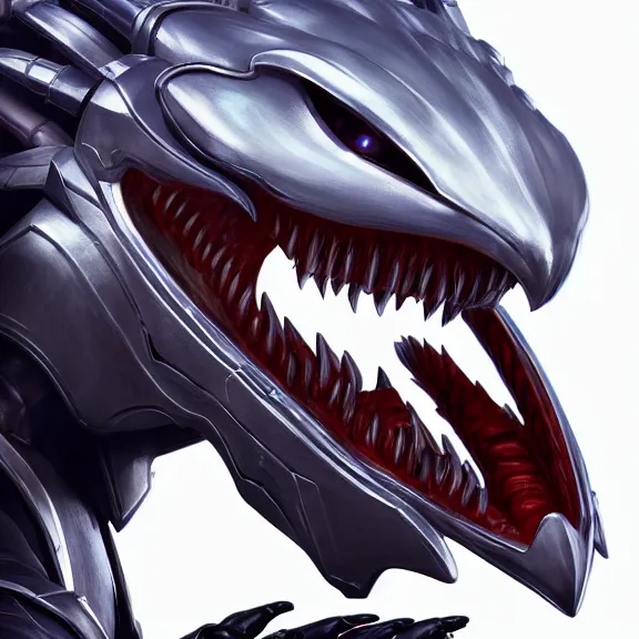 Image similar to close up mawshot of a cute elegant beautiful stunning anthropomorphic female robot dragon, with sleek silver metal armor, glowing OLED visor, facing the camera, the open maw being highly detailed and soft, with a gullet at the end, food pov, micro pov, prey pov, digital art, pov furry art, anthro art, furry, warframe art, high quality, 3D realistic, dragon mawshot, maw art, macro art, micro art, dragon art, Furaffinity, Deviantart, Eka's Portal, G6