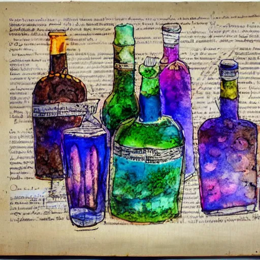 Image similar to a detailed illustration on alcohol ink on parchment