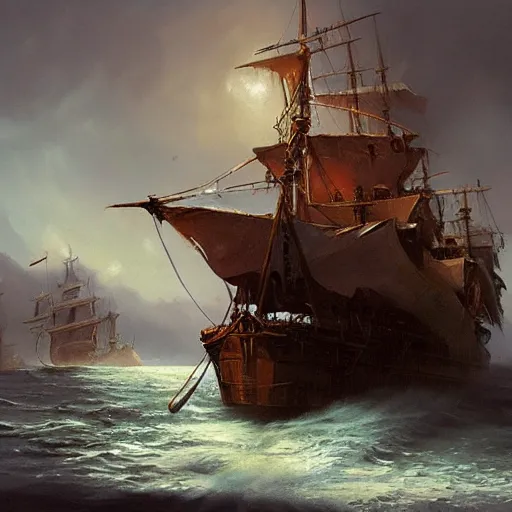 Prompt: a galleon ship by Darek Zabrocki