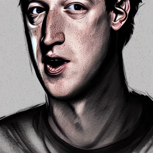 Prompt: digital illustration of mark zuckerberg, satanic demon creature, 4 k artstation cgsociety, concept art