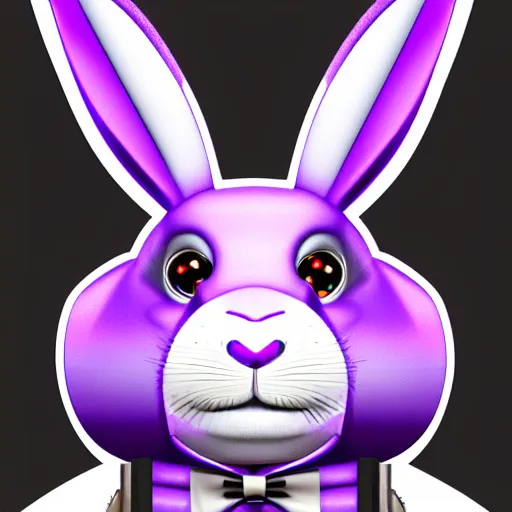 Image similar to portrait of a purple rabbit animatronic mascot,digital art,detailed