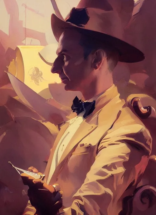 Image similar to portrait of saul goodman, painting by sargent and leyendecker, fantasy, asymmetrical, intricate, elegant, matte painting, illustration, hearthstone, by rhads, by greg rutkowski, by greg tocchini, by james gilleard, by joe fenton